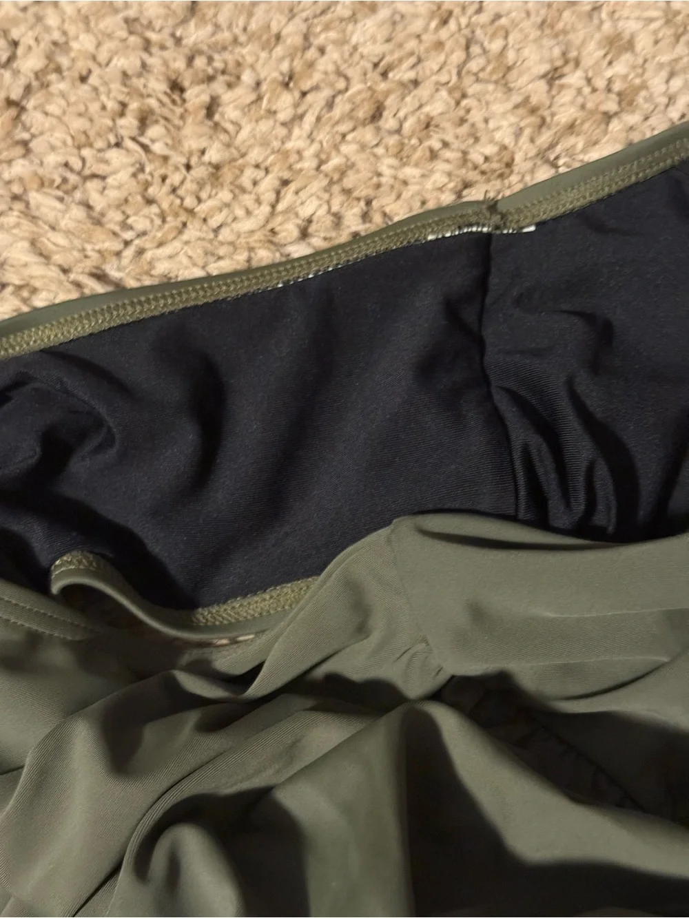 DKNY Olive Green and Black One-Piece Swimsuit - Picture 4 of 5